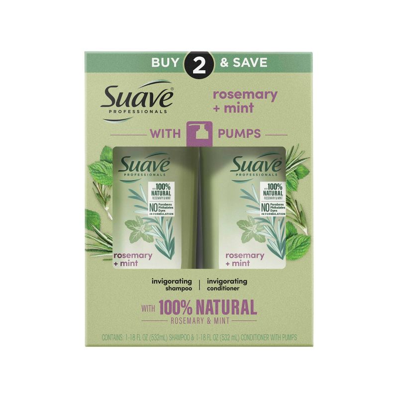 Sauve Professionals Invigorating Shampoo and Conditioner for Dry and Damaged Hair Rosemary and Mint 18 fl oz/2ct