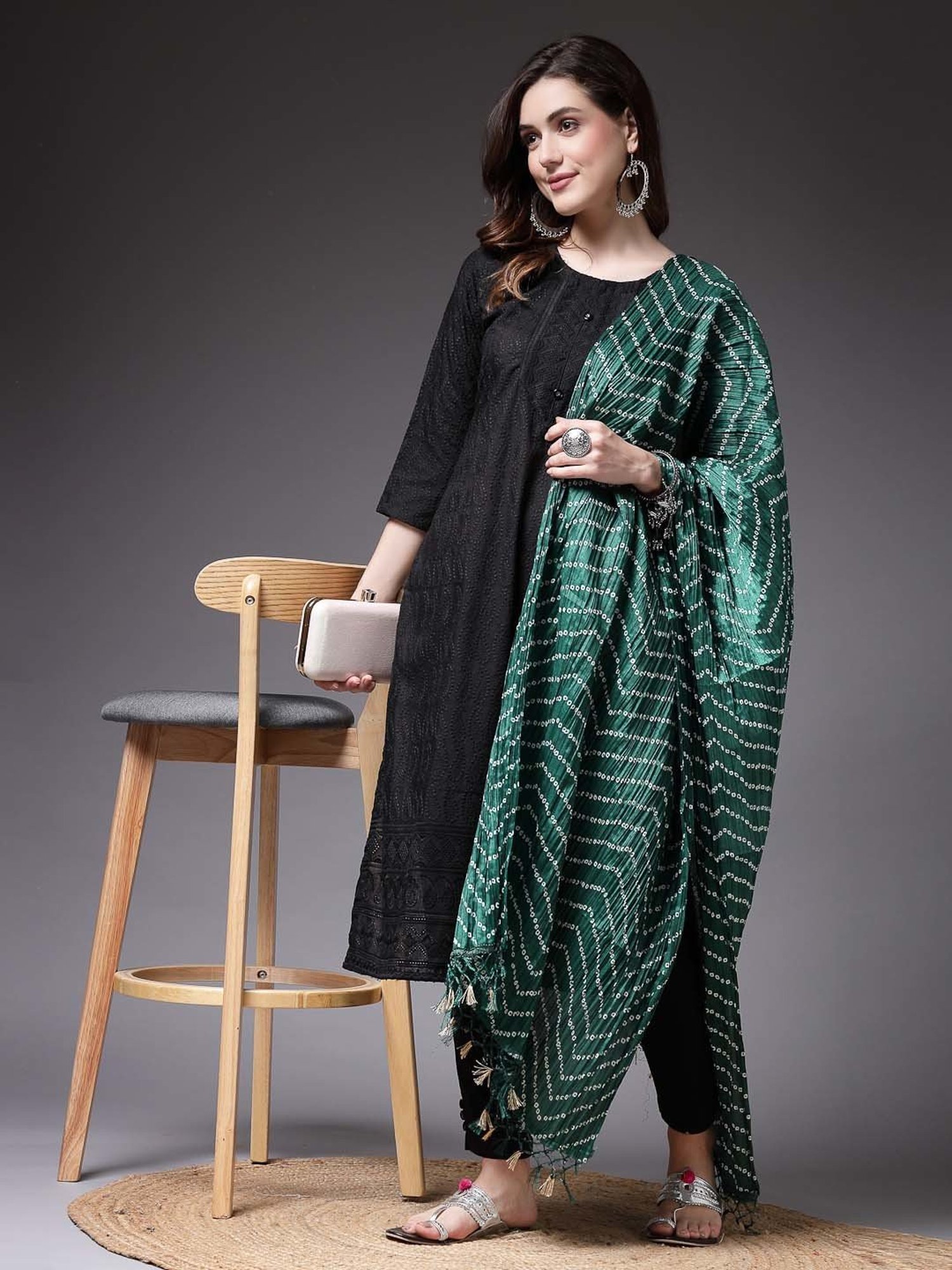 Stylum Green Printed Dupatta
