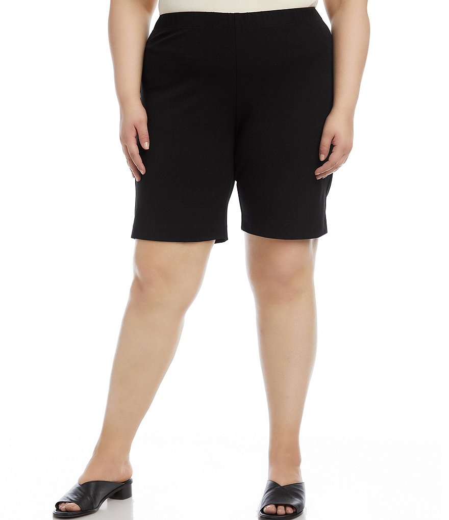 Karen Kane Plus Size Double Stretch Twill Pull-On Bermuda Shorts