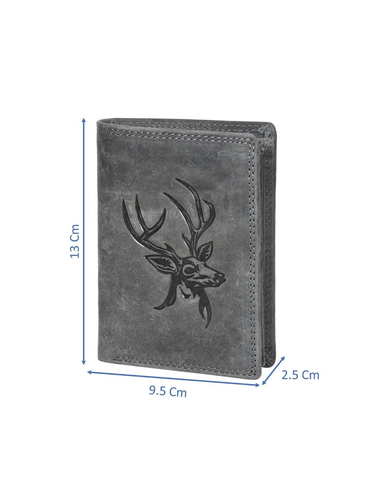 SASSORA ARLO Grey Leather Textured Bi-Fold Wallet