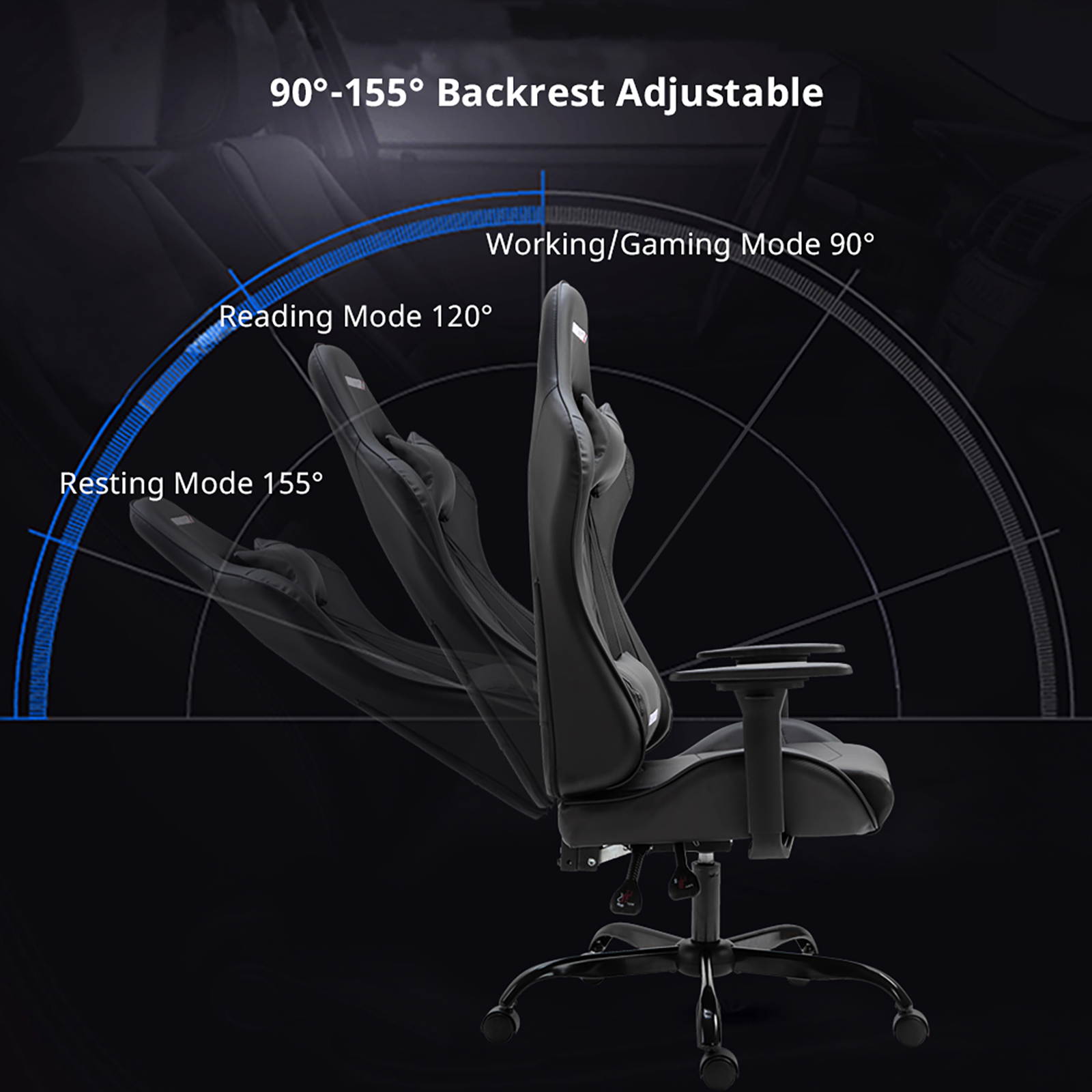 AMINITURE Gaming Chair Racing Style High Back Office Chair Seat Computer Game Chair Height Adjustment Swivel Recliner with Headrest and Lumbar Support