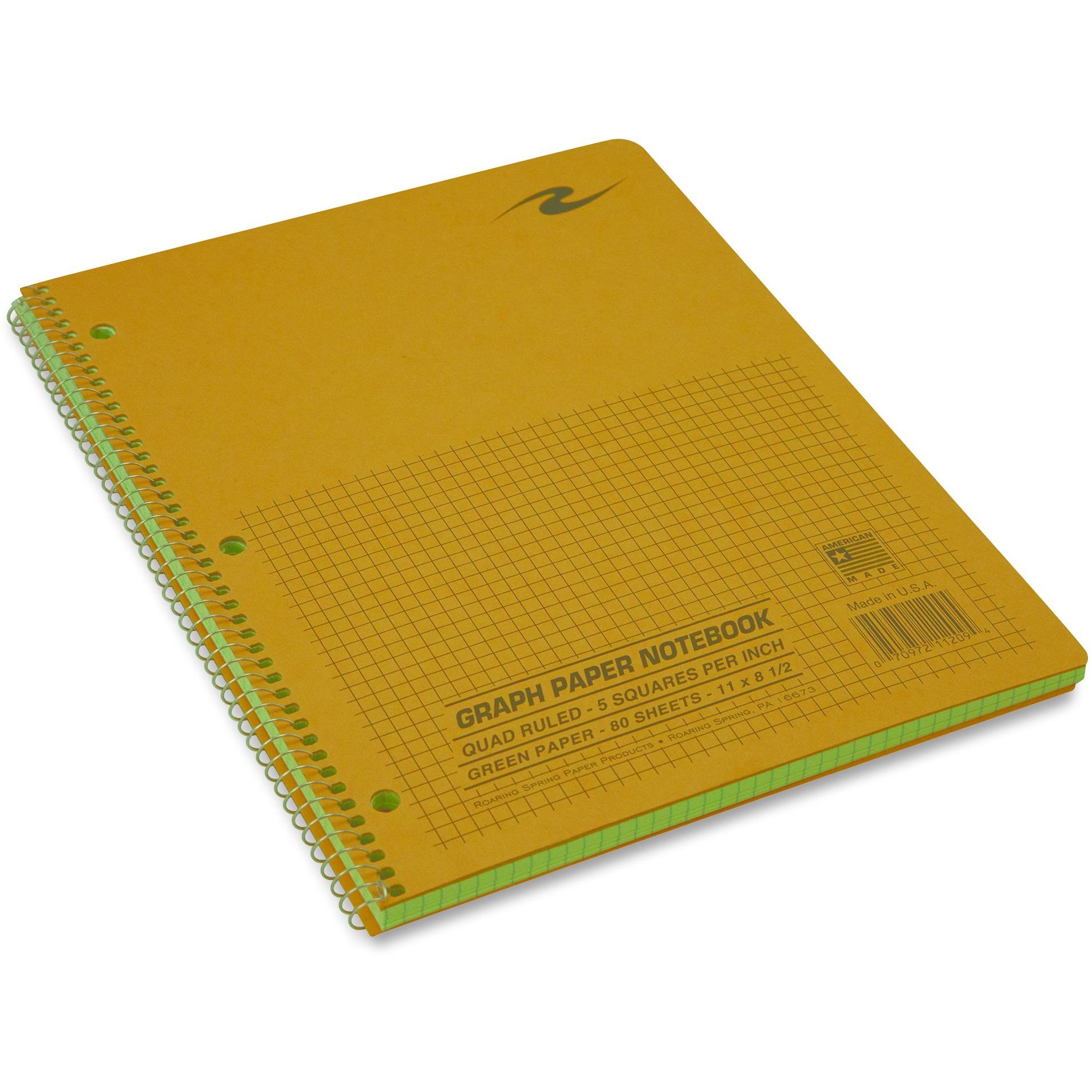 Roaring Spring Quad Notebook Wirebound 5x5 Quad 3HP 11"x8-1/2" 80 Sh Brown 11209