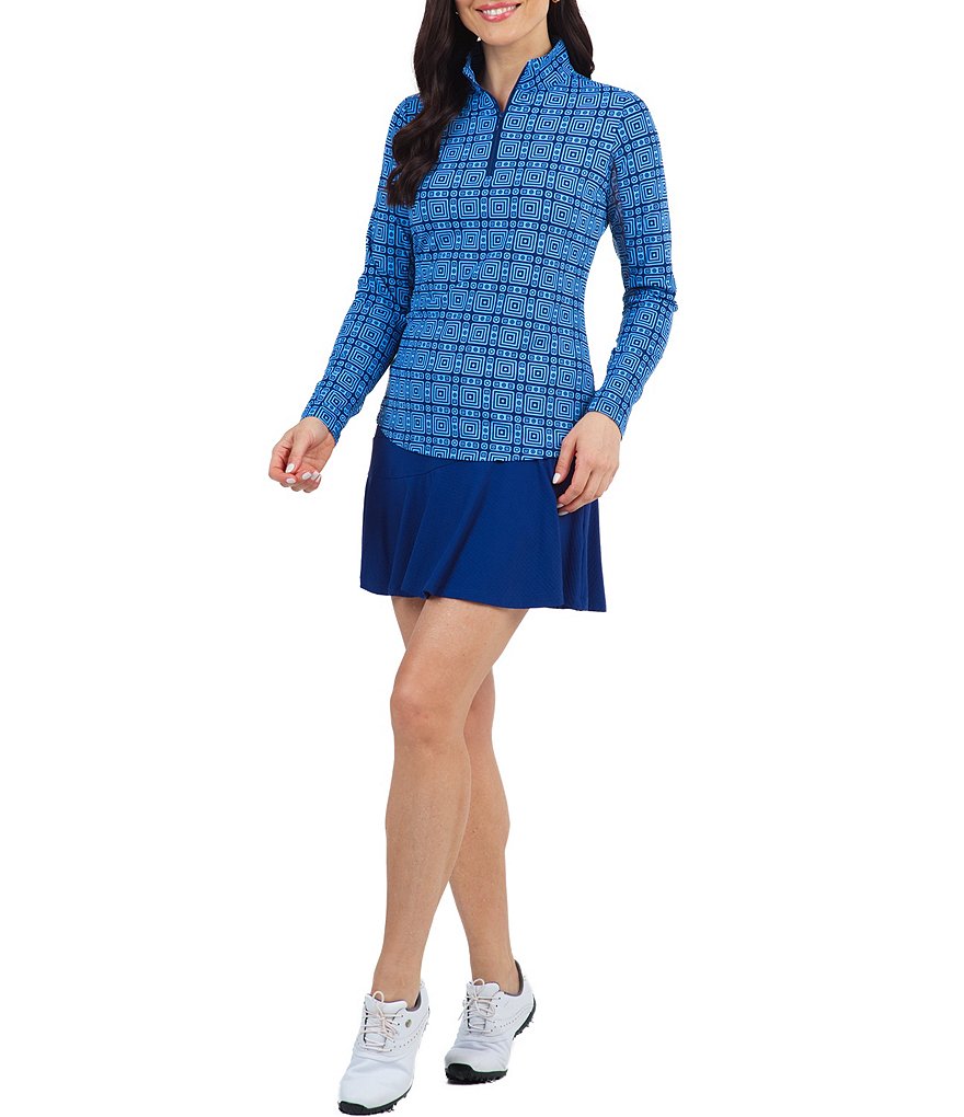 IBKUL Pricilla Print Long Sleeve Mock Neck Top