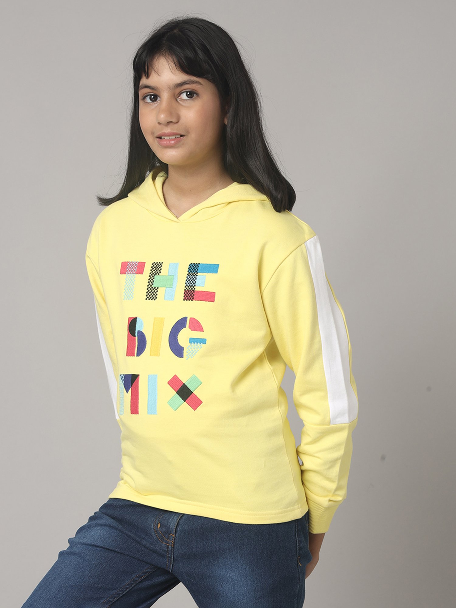 KIDS ONLY Blue Cotton Embroidered Full Sleeves Sweatshirt