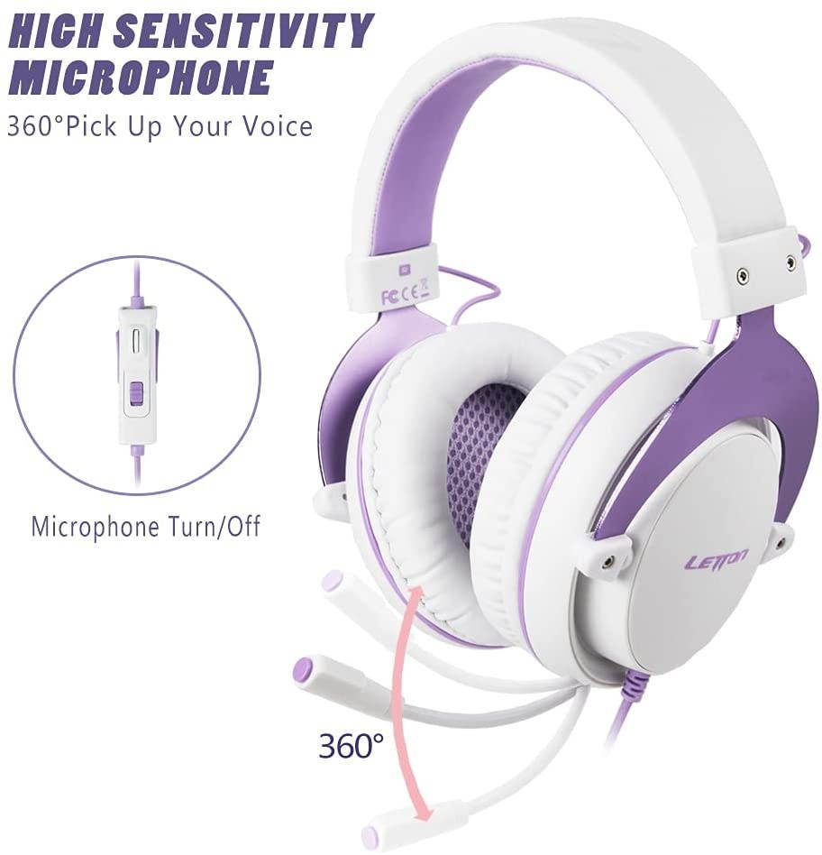 SUPSOO Stereo Gaming Headphones for PS4, PC, Xbox One Controller, Noise Cancelling Over Ear Headphones with Mic, Bass Surround, Soft Memory Earmuffs for Laptop Mac Nintendo Switch Games (L19-purple)