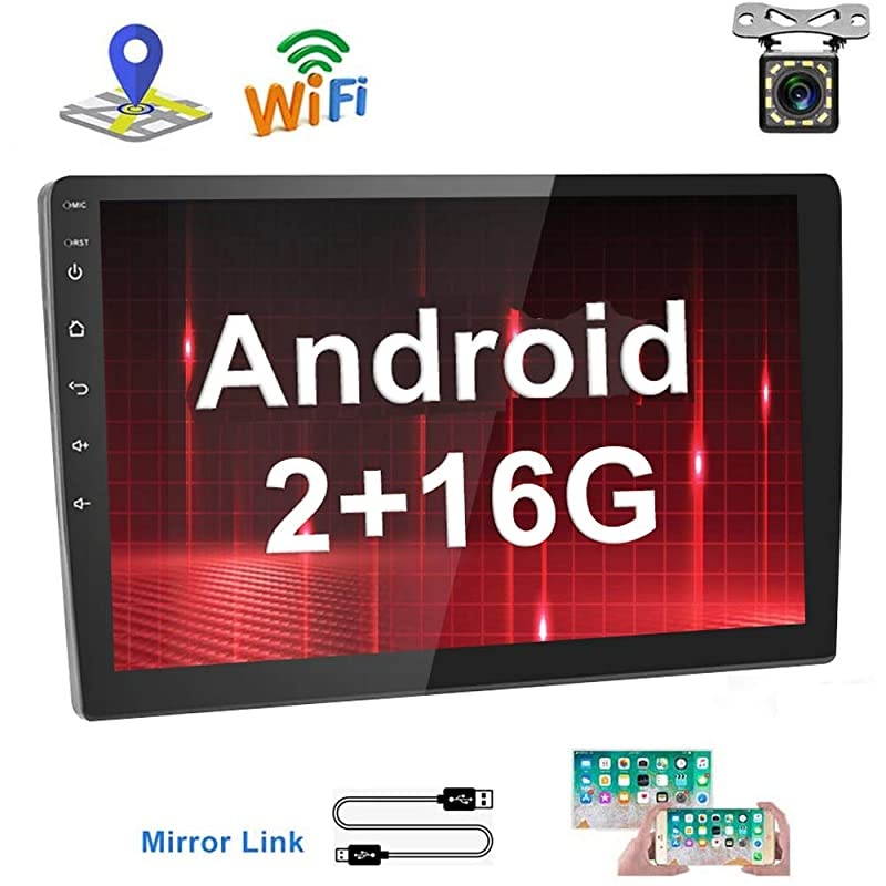 2G+16G  101 Inch Android Car Stereo Double Din Touch Screen Radio Bluetooth WiFi GPS FM Receiver Mirror Link for AndroidiOS Phone+Dual USB Input amp Backup Camera