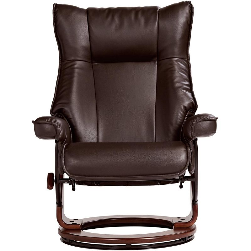 BenchMaster Morgan Java Faux Leather Ottoman and Swiveling Recliner