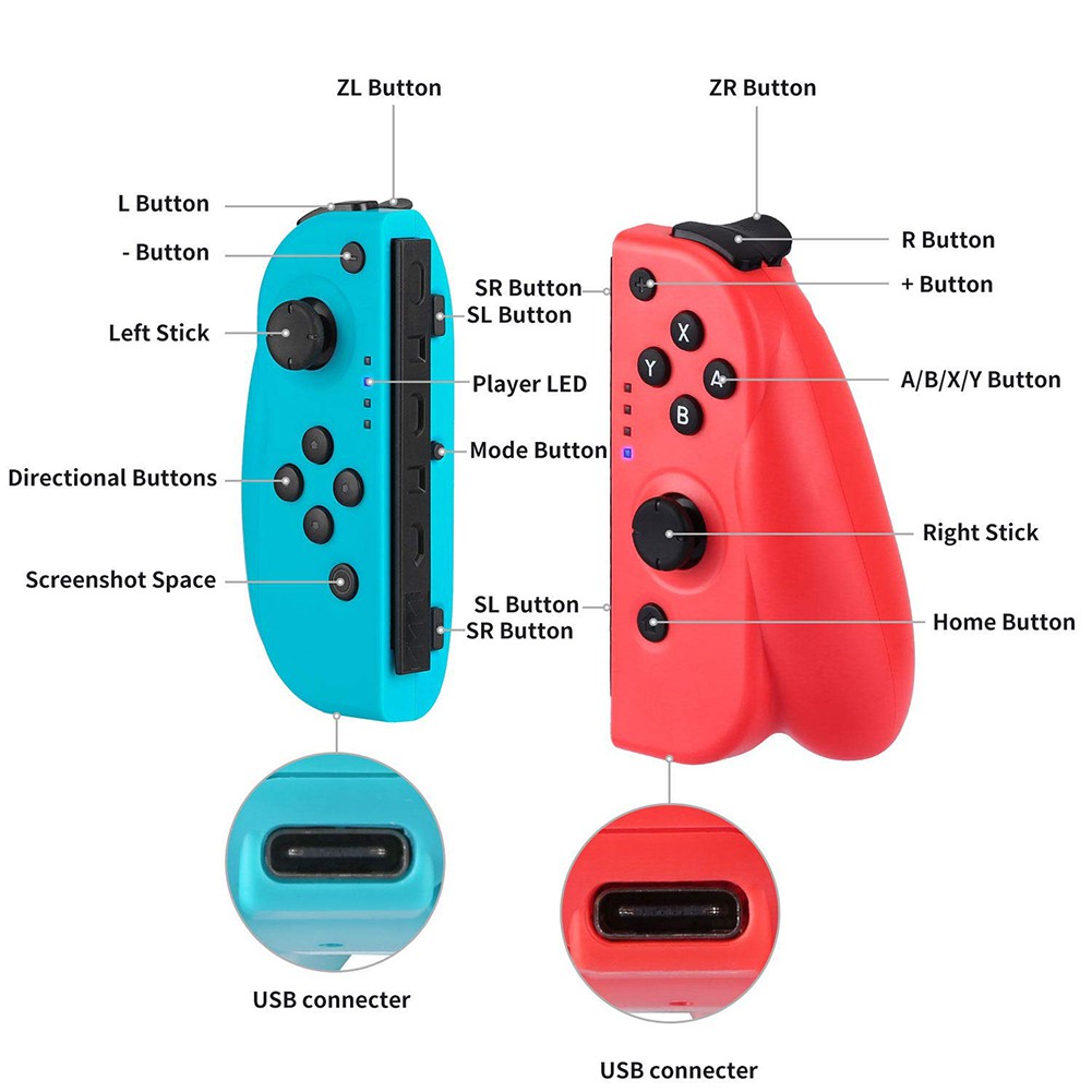 Ochine For Nintendo Switch Wireless Controller, For Bluetooth L/R Gamepad Replacement For Joy-Con