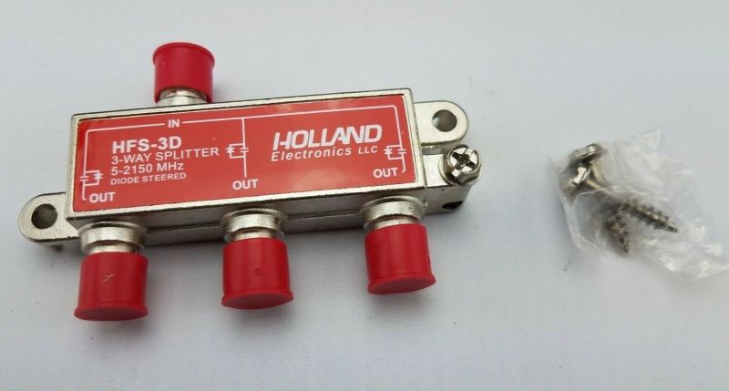 Holland HFS-3D 3-Way Coax Splitter Dish Network Approved Hopper & Joey - New