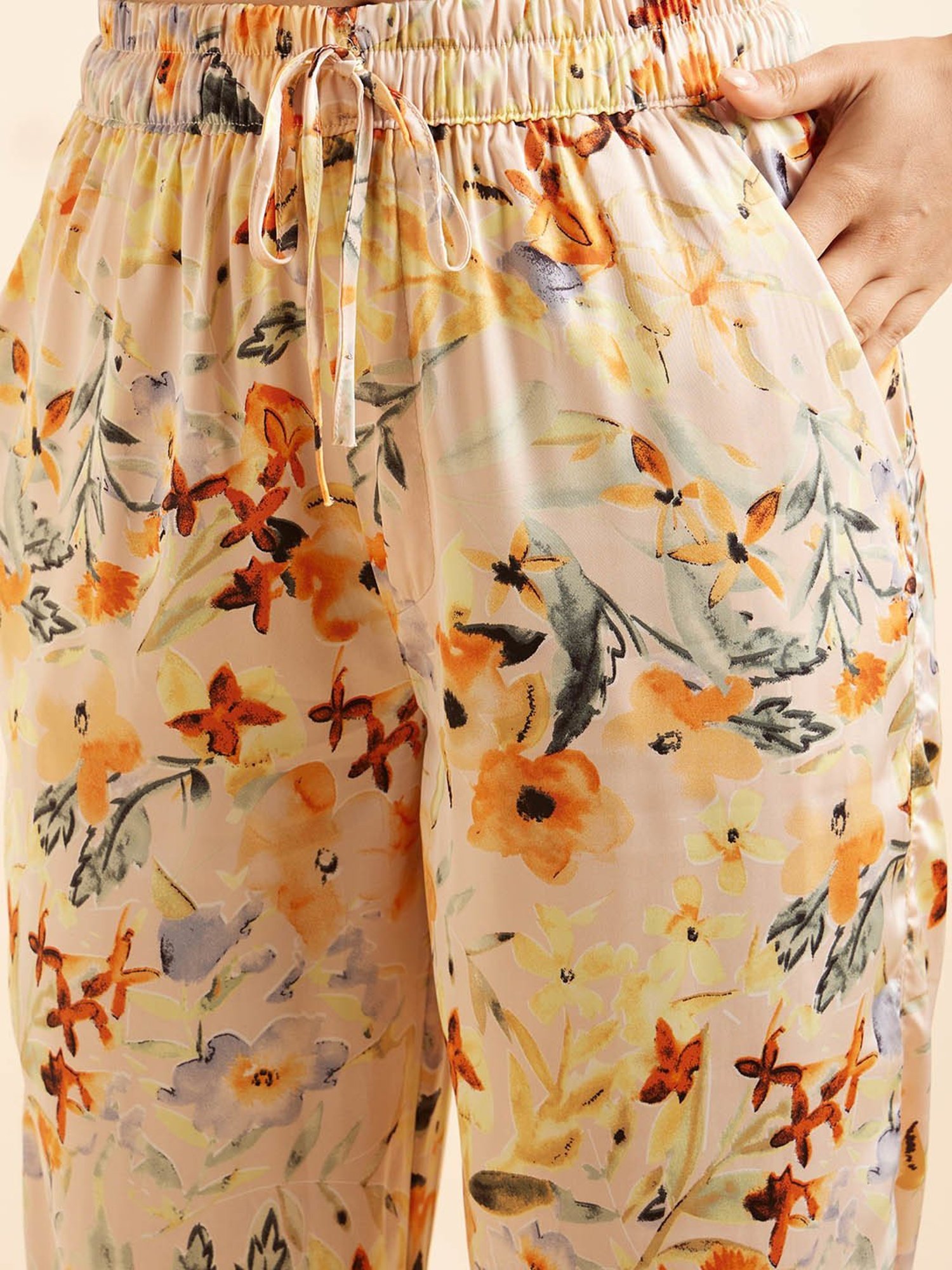 Sweet Dreams Light Pink Satin Printed Shirt With Pyjamas