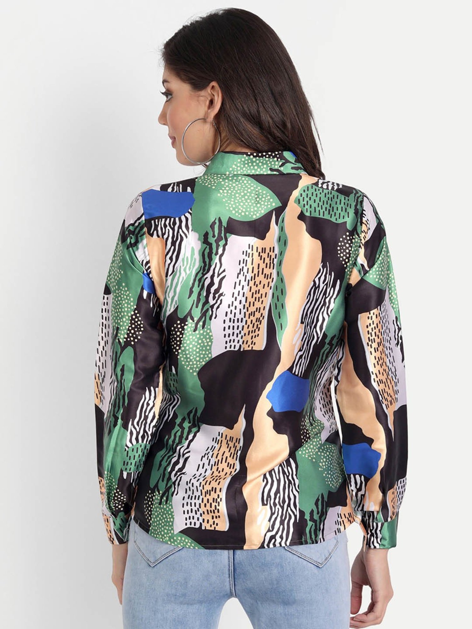 MASAKALI.CO Multicolor Satin Abstract Print Shirt