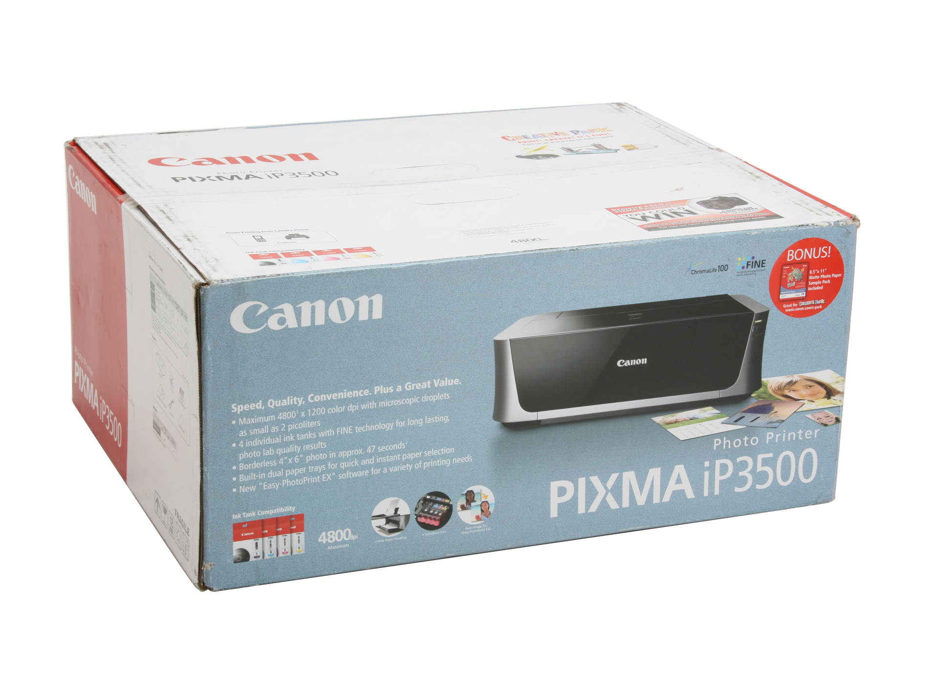 Canon PIXMA iP3500 2170B002 InkJet Photo Color Printer