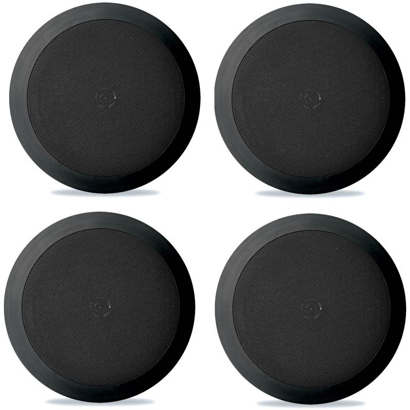 4) NEW Pyle PDIC51RDBK 5.25 Inch 150 Watt Black In-Ceiling Flush Speakers Four