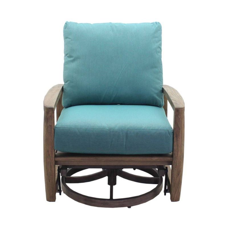 Avalon FSC Teak Swivel Glider - Gray - Courtyard Casual