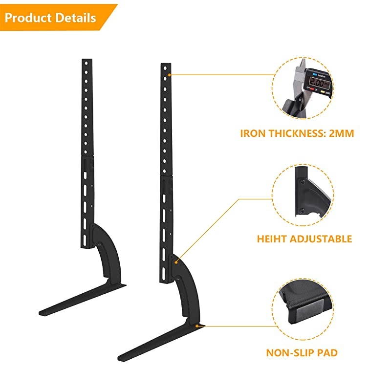 Universal Table Top TV Stand TV Legs TV Base Replacement Height Adjustable Leg Stand for 22 to 65 inch Plasma LCD LED Flat Screen TVs Holds up to 88lbsMax VESA 800 x 500mm