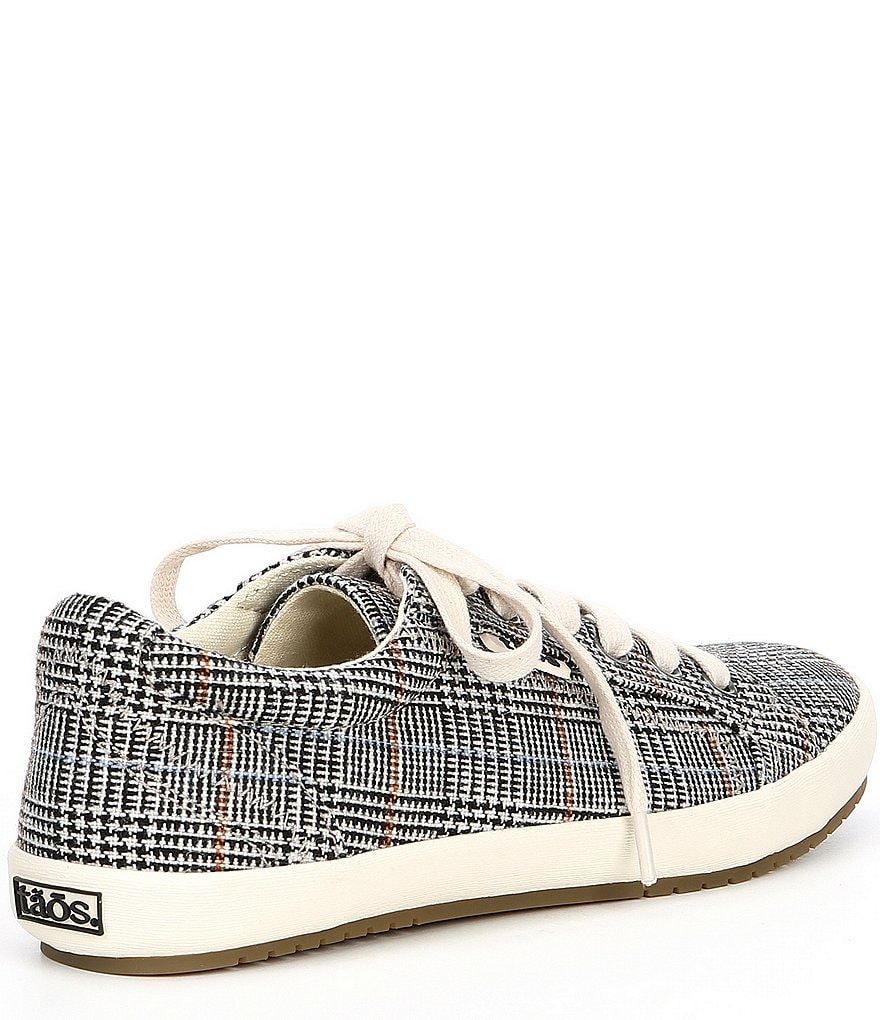 Taos Footwear Star Plaid Print Washed Canvas Lace-Up Sneakers
