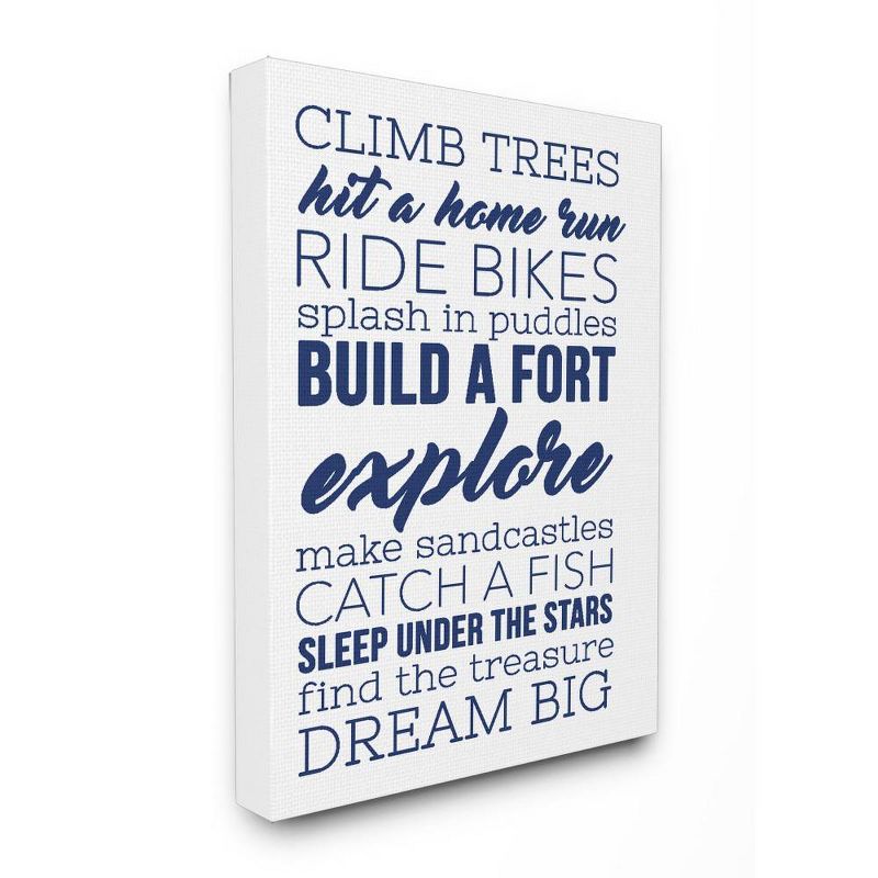 24"x1.5"x30" Climb Trees Dream Big Navy with White Oversized Stretched Canvas Wall Art - Stupell Industries