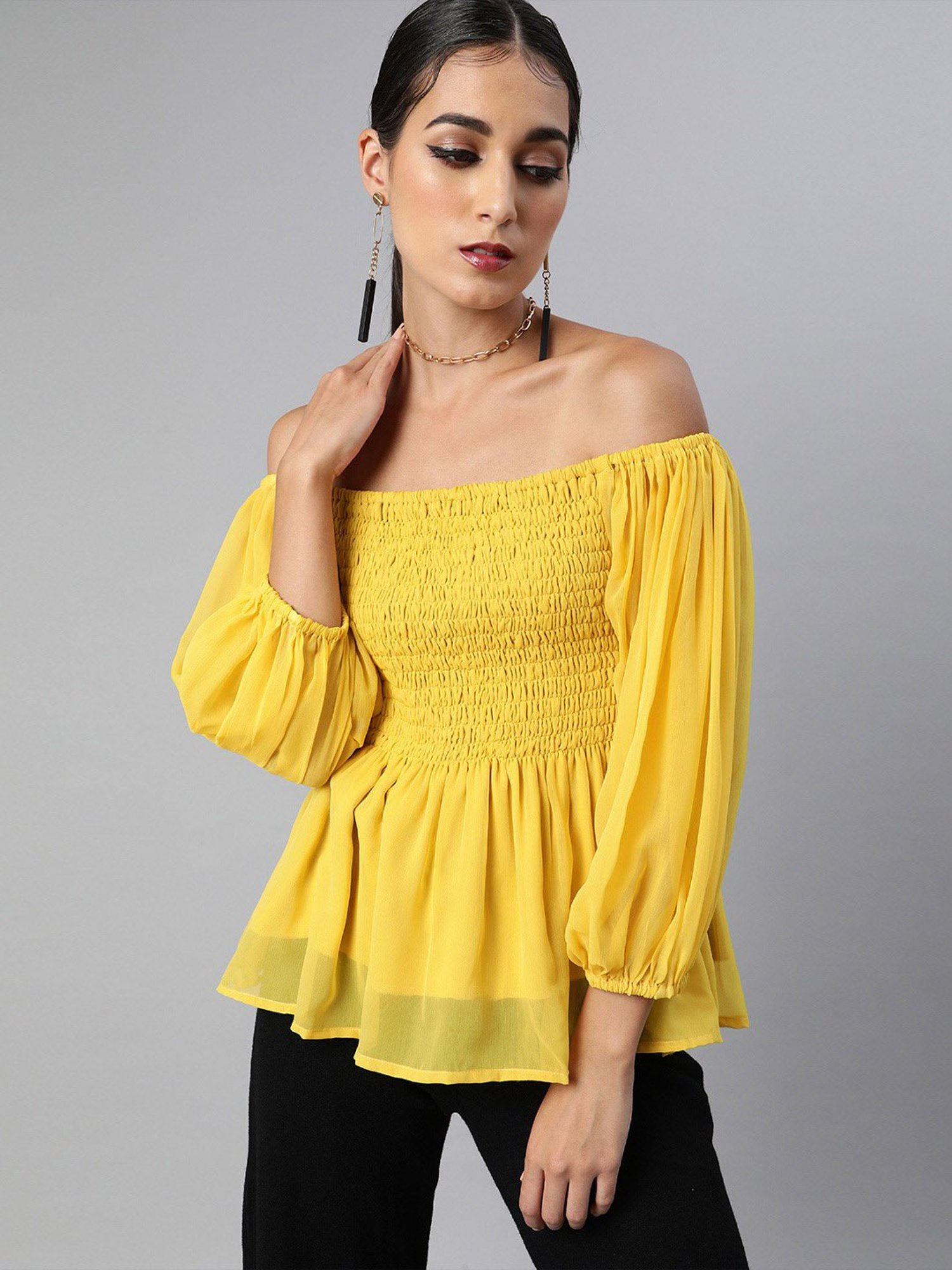 Sera Yellow Regular Fit Top
