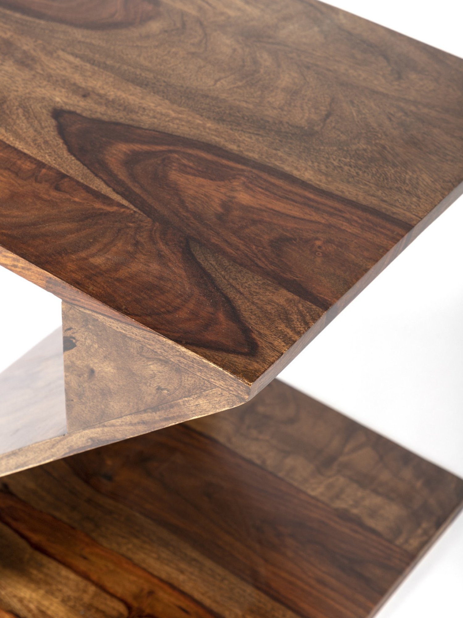 Ikiriya Berlin Brown Wood Bedside End Table Teak Finish