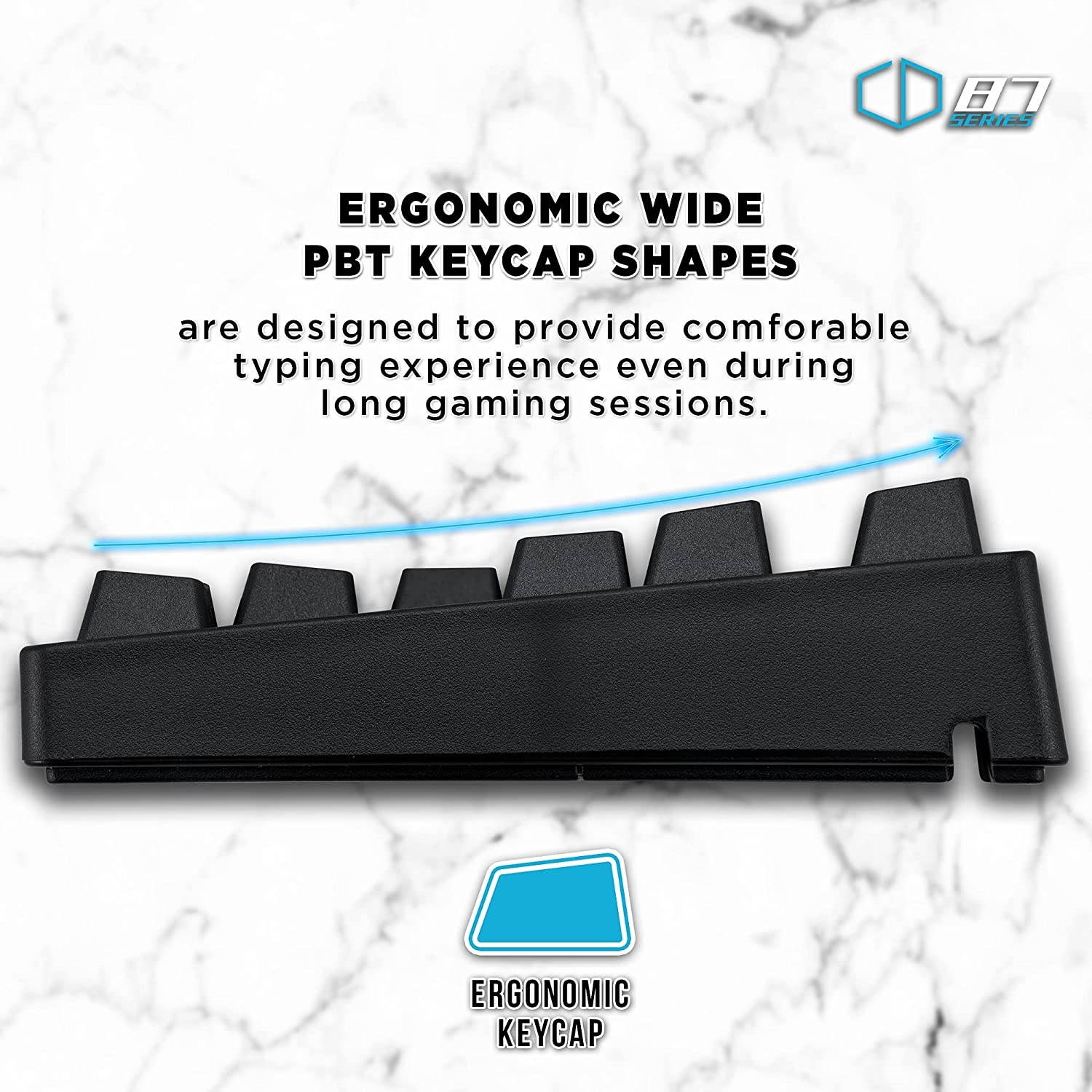 iKBC CD87 v2 Mechanical Keyboard with Cherry MX Clear Switch for Windows and Mac, Tenkeyless Ergonomic Keyboard with PBT Double Shot Keycaps for Desktop and Laptop, 87-Key, Black, ANSI/US