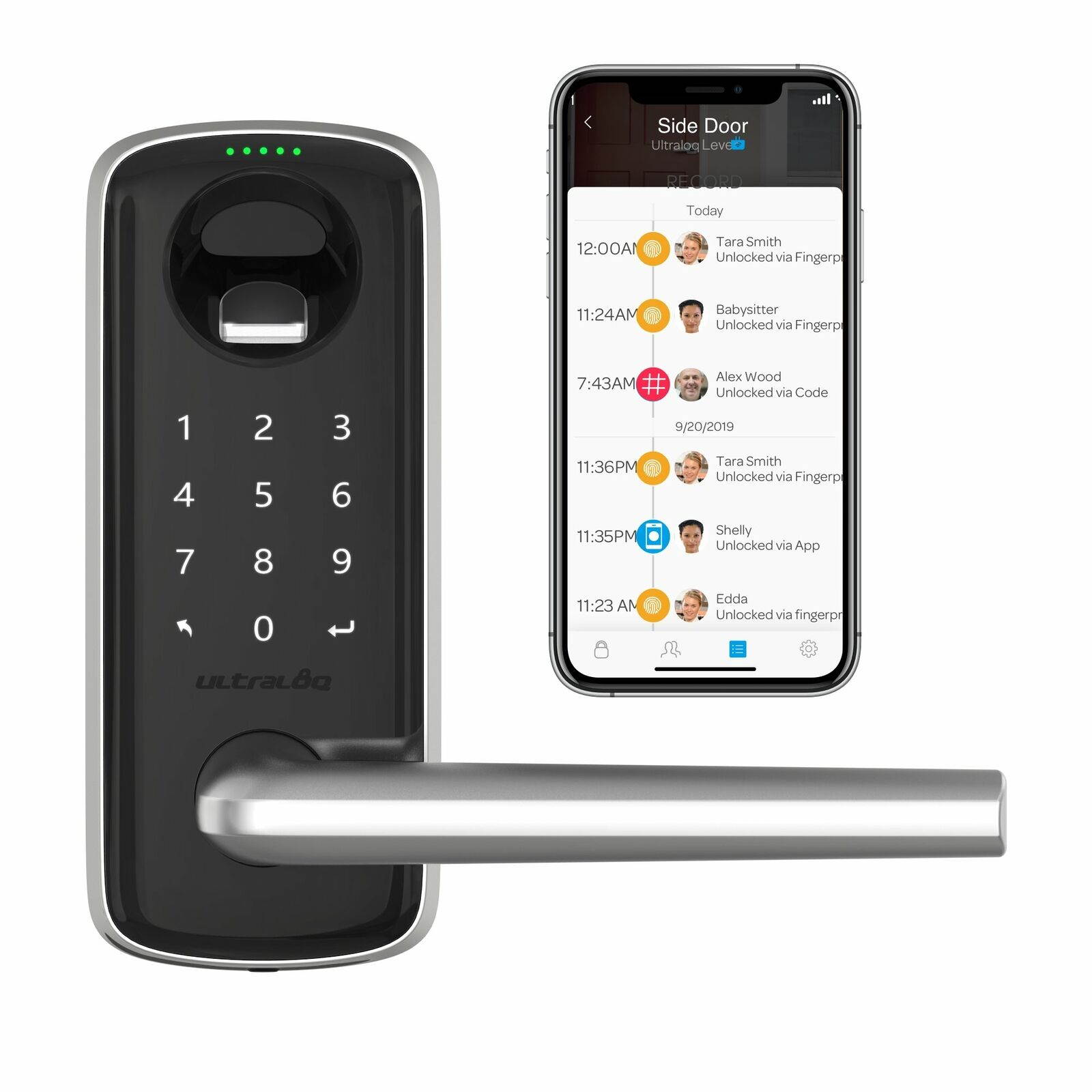 Ultraloq Lever Bluetooth Enabled Fingerprint and Touchscreen Smart Lock + WiFi Bridge Adaptor