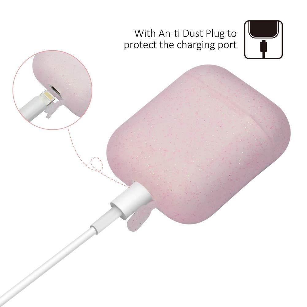 AirPods Case,Teyomi Protective Silicone Cover Skin with Sport Strap for Apple Airpods Charging Case (Airpods Case-Glitter Pink)