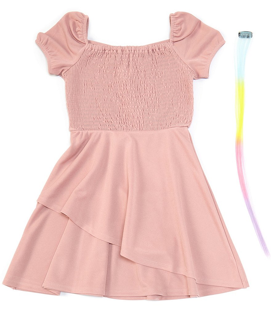 Honey and Rosie Big Girls 7-16 Smocked Asymmetrical Two-Tiered Fit-And-Flare Dress