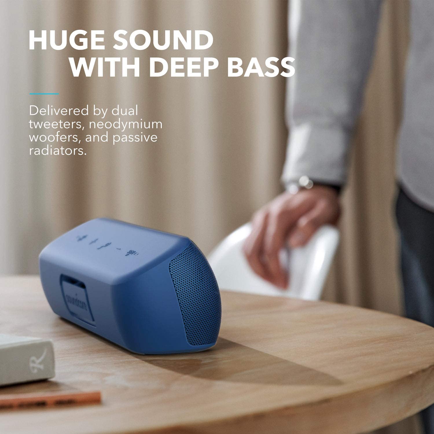 Anker Soundcore Motion+ Bluetooth Speaker with Hi-Res 30W Audio, Extended Bass and Treble, Wireless HiFi Portable Speaker with App, Customizable EQ, 12-Hour Playtime, IPX7 Waterproof, and USB-C
