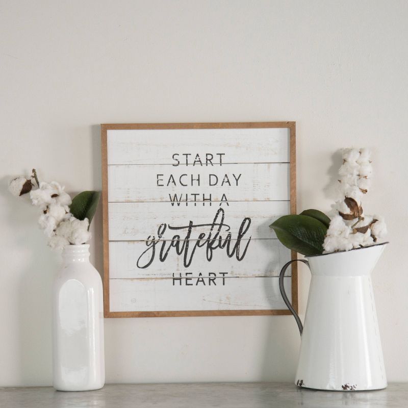 Grateful Wall Décor White (14"x14") - VIP Home & Garden