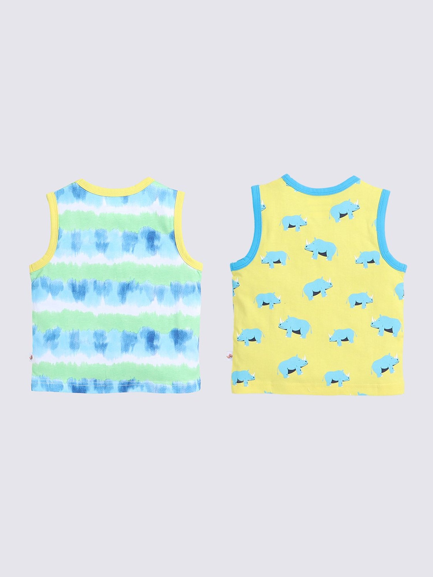Bumzee Kids Blue & Yellow Printed T-Shirt (Pack Of 2)