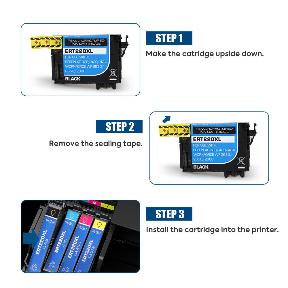 Ink Cartridge Replacement for Epson 220XL 220 T220XL with Epson Workforce WF2630 WF2650 WF2760 WF2660 WF2750 AIO Inkjet Expression Home XP420 XP424 XP320 Photo Printer 5 Packs