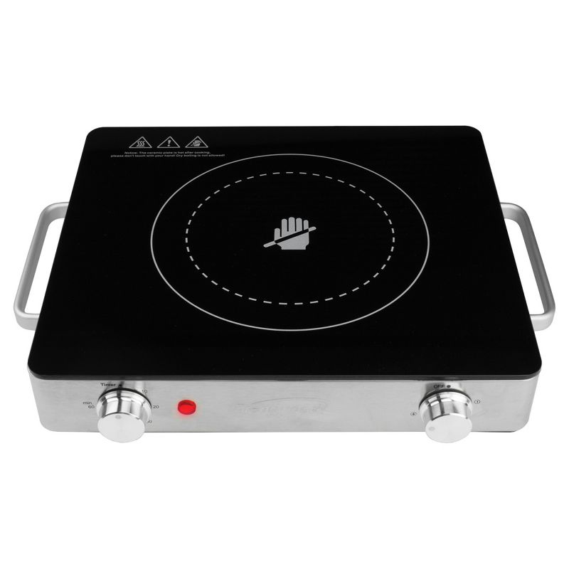 Brentwood Select 1200w Single Infrared Electric Countertop Burner in Stainless Steel with Timer