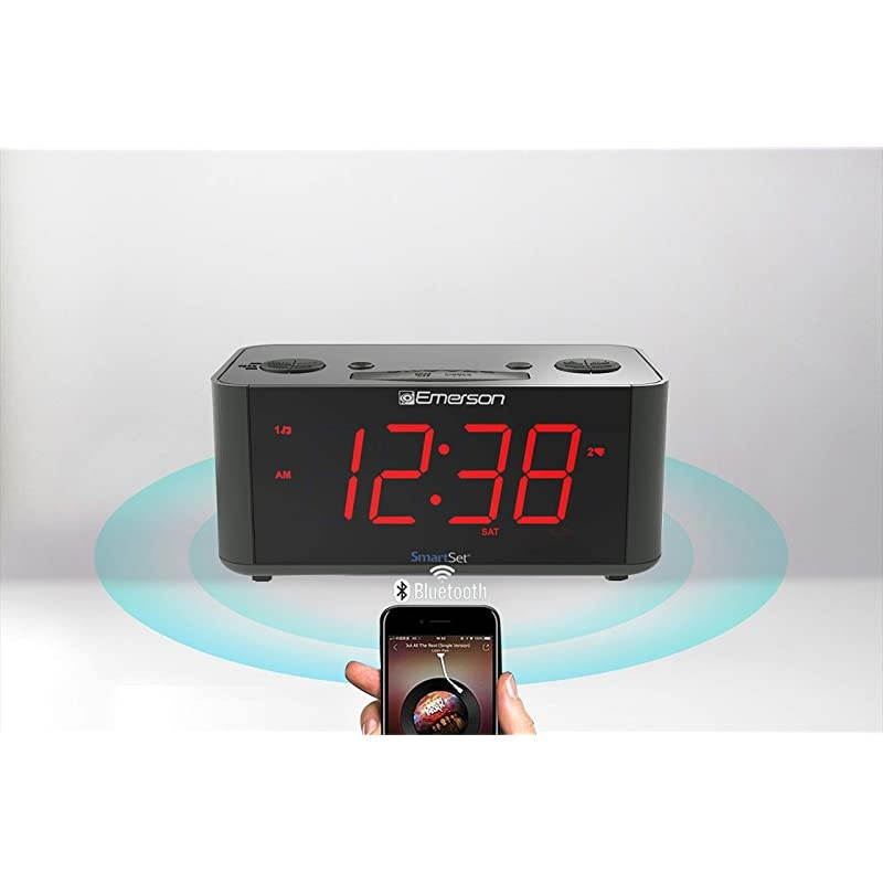 SmartSet Alarm Clock Radio with Bluetooth Speaker, Charging Station/Phone Chargers with USB port for iPhone/iPad/iPod/Android and Tablets, ER100201