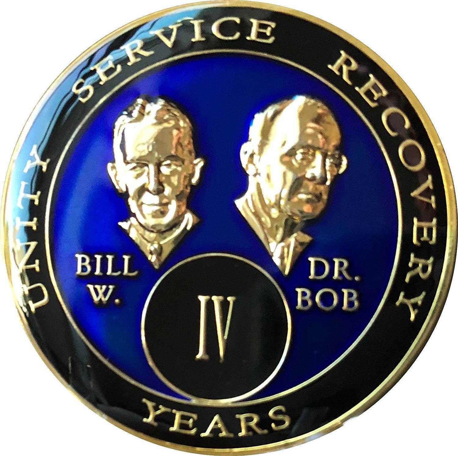 4 Year Founders Blue Tri-Plate AA Medallion Bill & Bob Chip IV