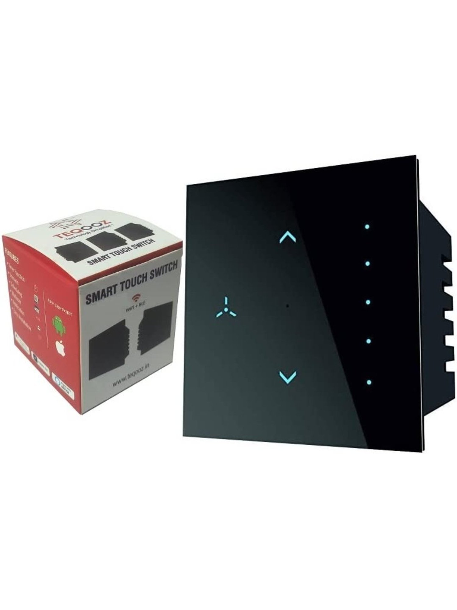 Teqooz Smart Fan Regulator Wi-Fi plus Bluetooth Touch Switch (Black)