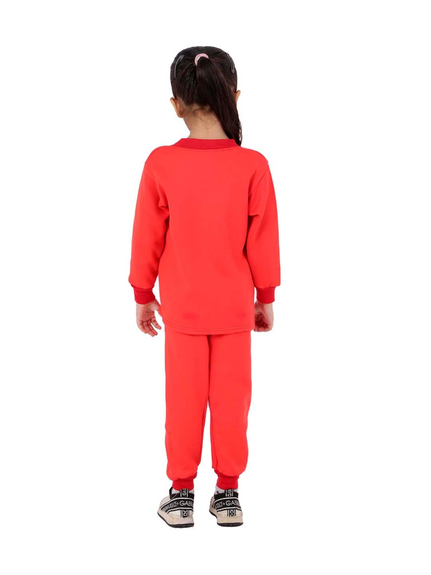 Ahhaaaa Kids Red Printed Sweatshirt with Joggers