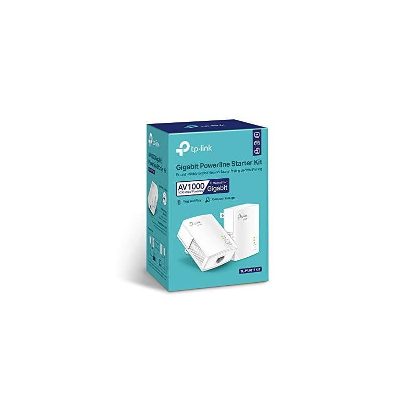 AV1000 Powerline Starter Kit Gigabit Port PlugampPlay Ethernet Over Power Nano Size Expand Home Network with Stable Connections Ideal for Smart TV Online GamingTLPA7017 KIT