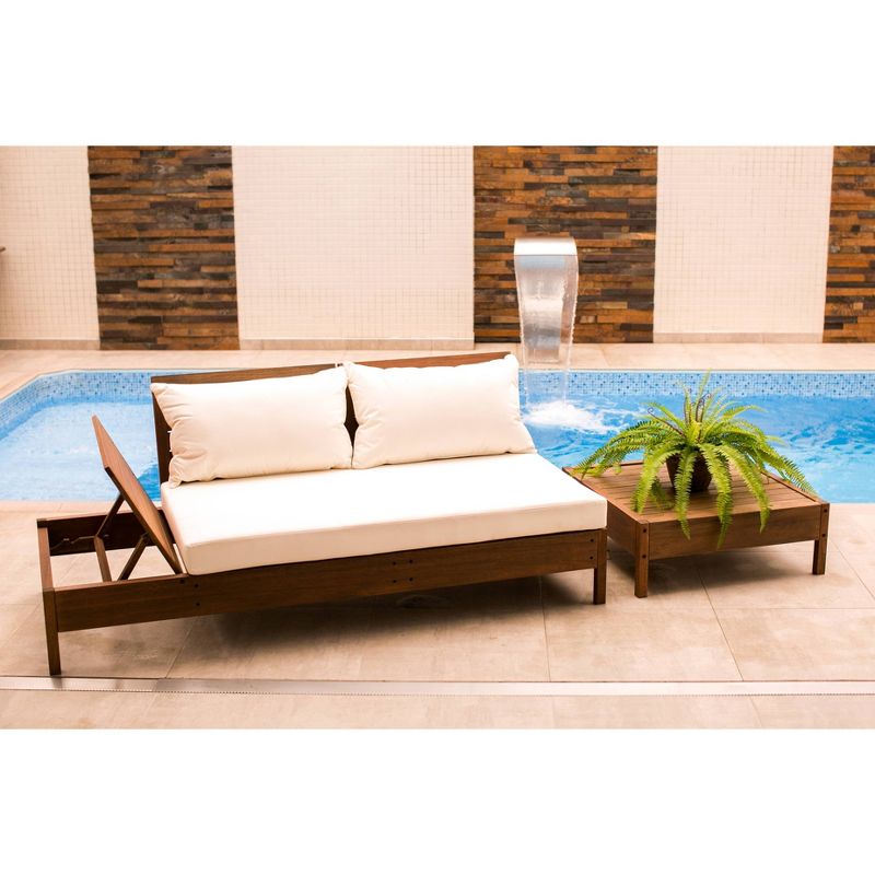 Grass Eucalyptus Wood Outdoor Reclining Chaise Lounge Chair with Backrest - Alaterre Furniture