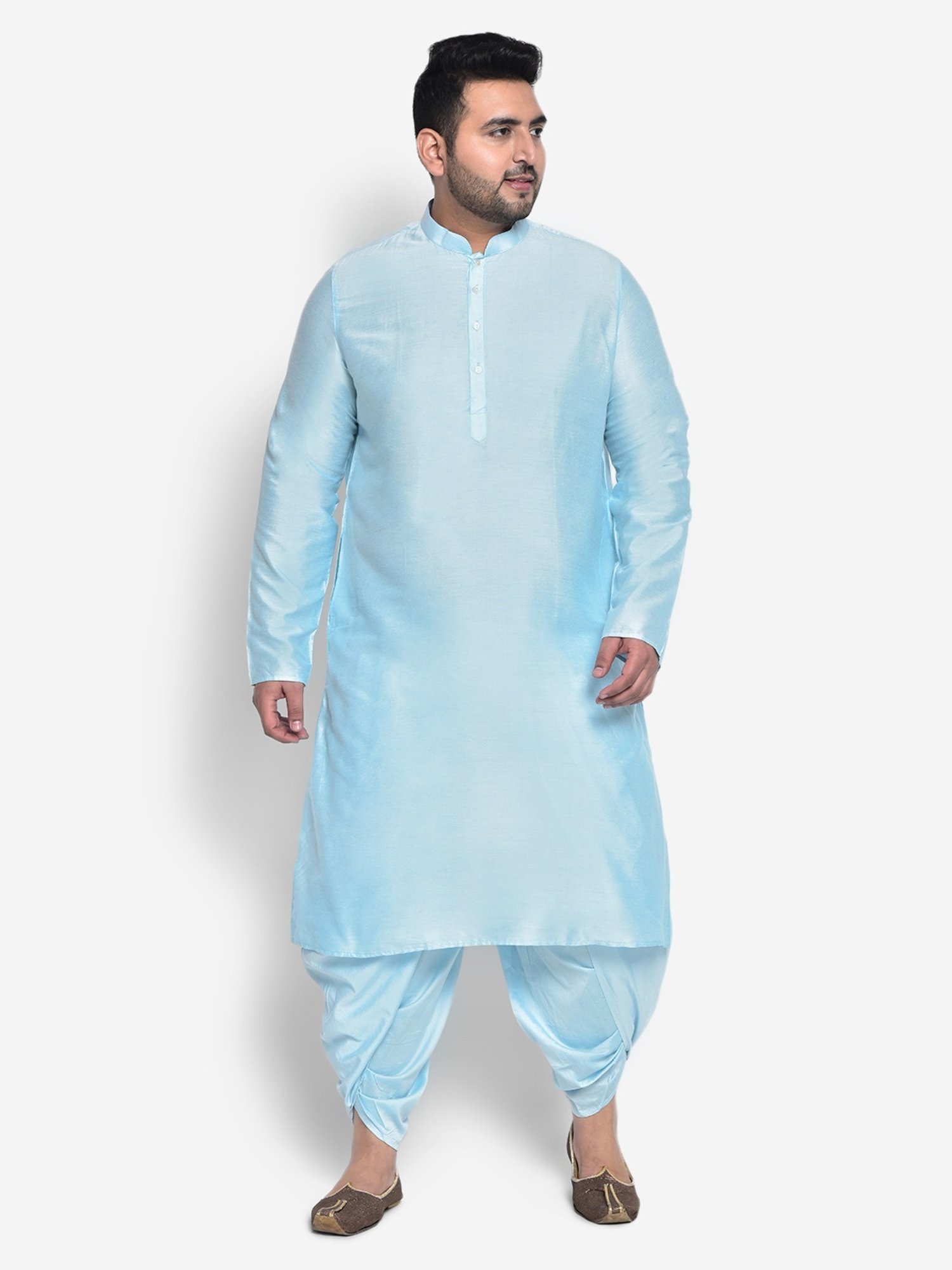 KISAH PLUS Blue Regular Fit Printed Kurta Set With Jacket