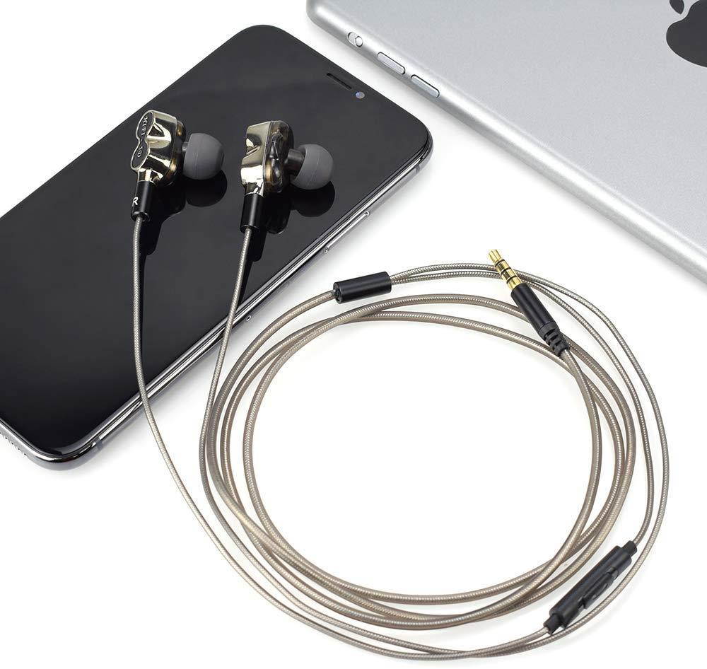 CLOUDMUSIC Ear Buds in-Ear Earphones Noise Isolating Headphones Wired Bass with Mic HiFi Music for Phones (Dual Drivers, Black)