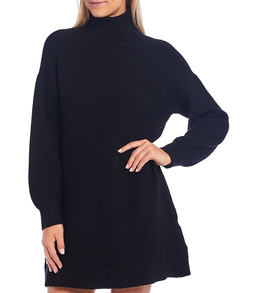 Sugarlips Oversized Turtleneck Long Puff Sleeve Sweater Dress