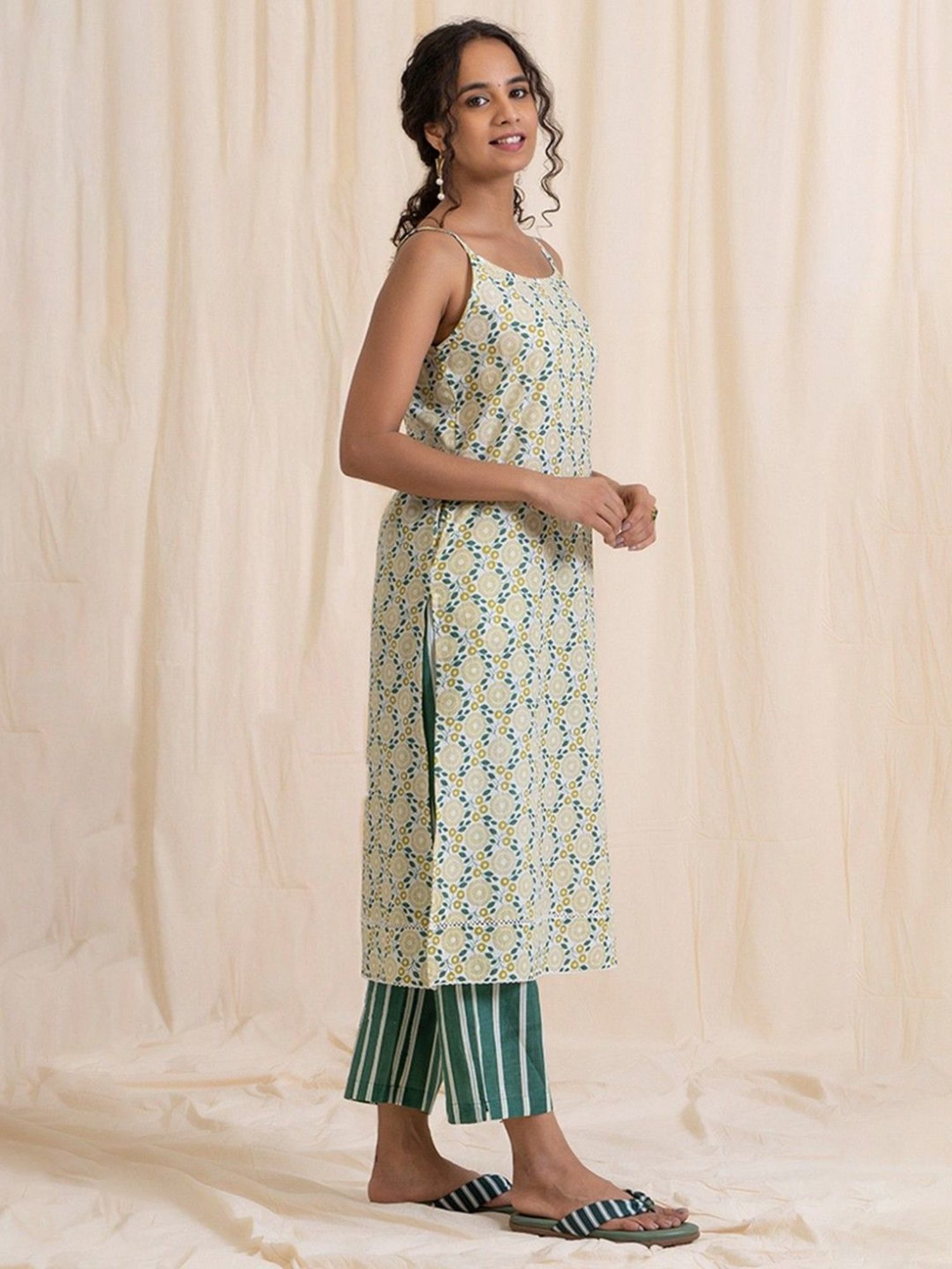 Akiso Aloha Yellow Green Easy Peasy Kurta