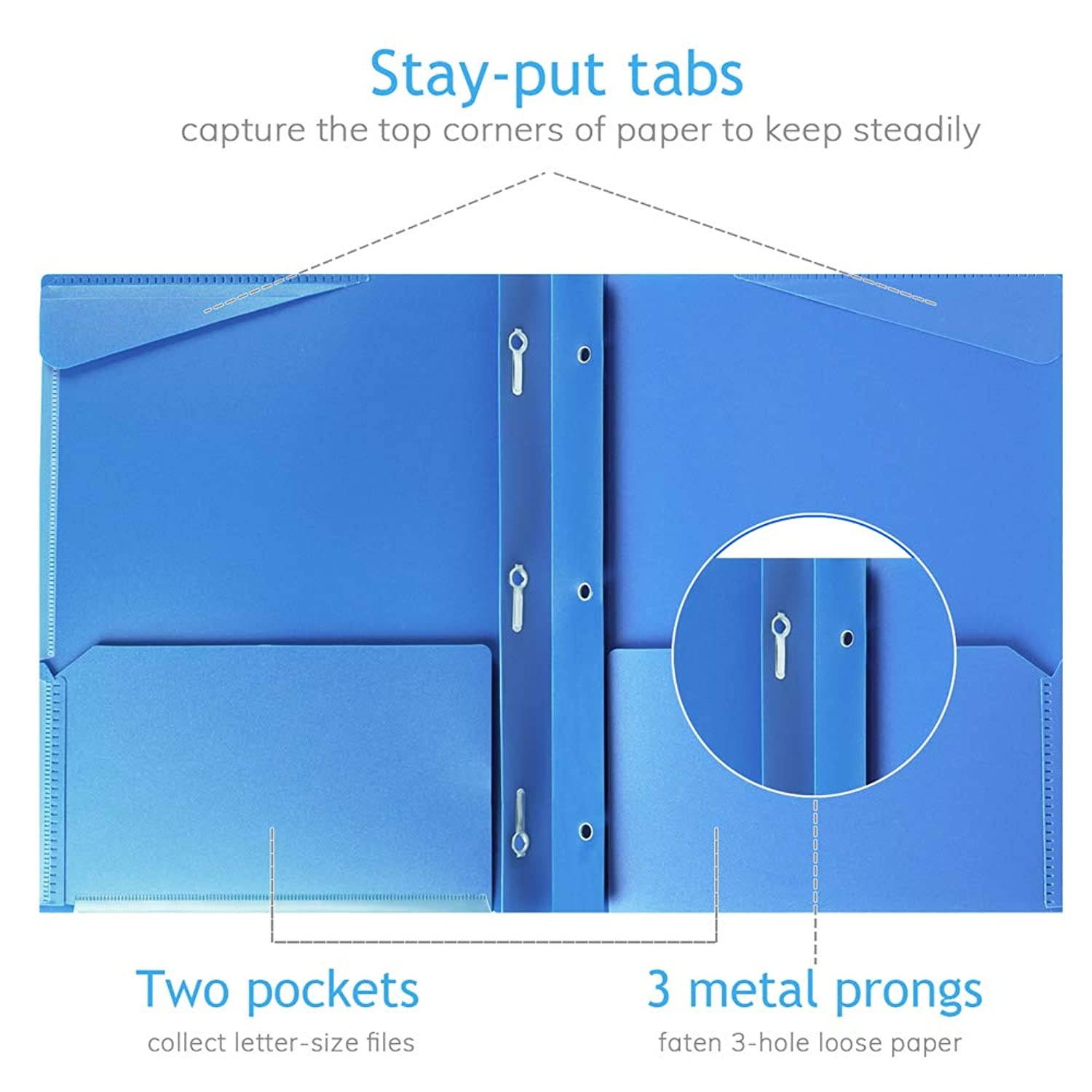 WOT I for 2 Pocket Folders with Clear Front Pocket-8 Pack and 3 Prong Folders Letter, Heavy Duty Folders Customizable Cover, Suitable for School, Home, and Work