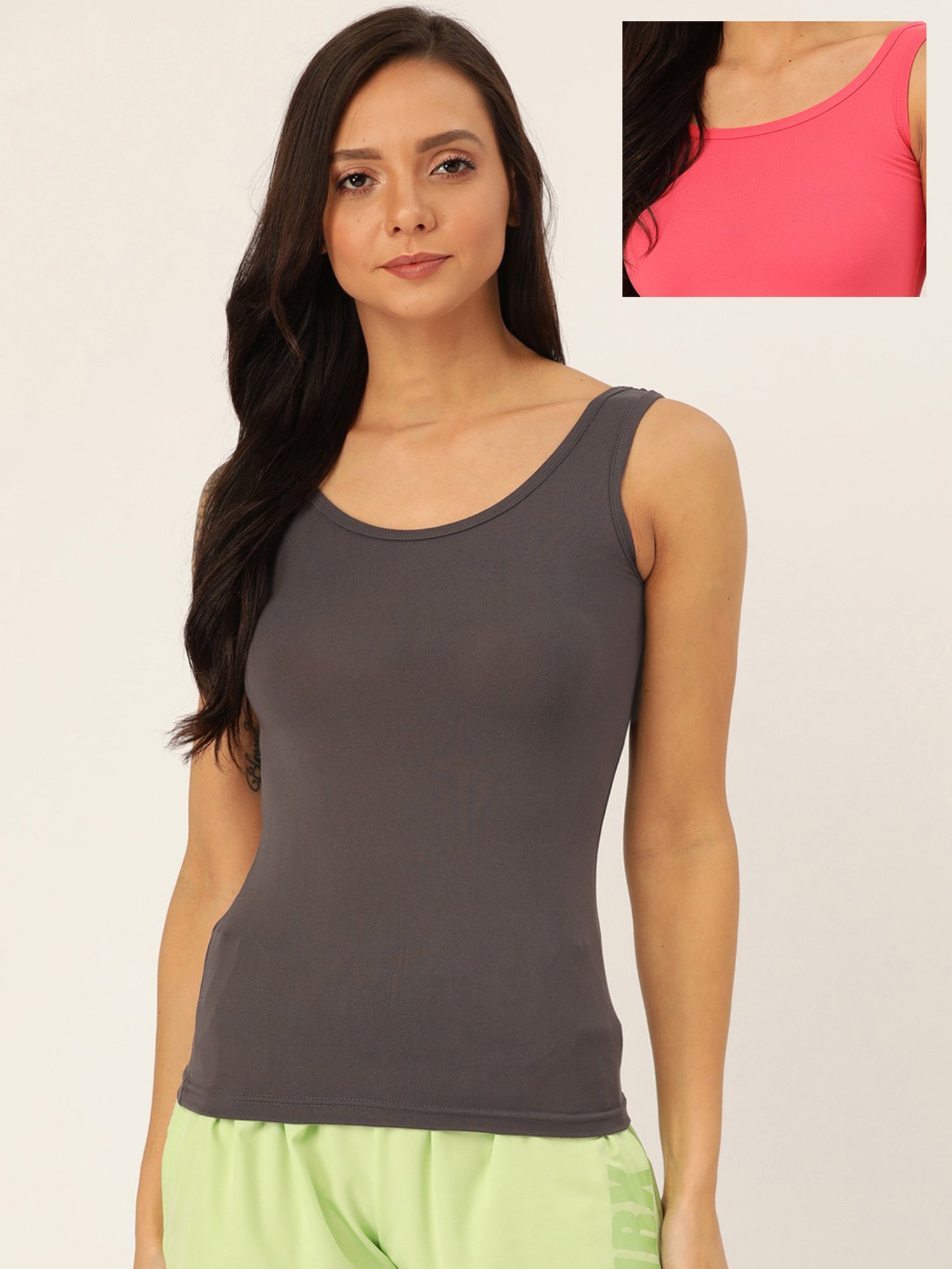 Lady Lyka Multicolor Cotton Camisole (Pack Of 2)