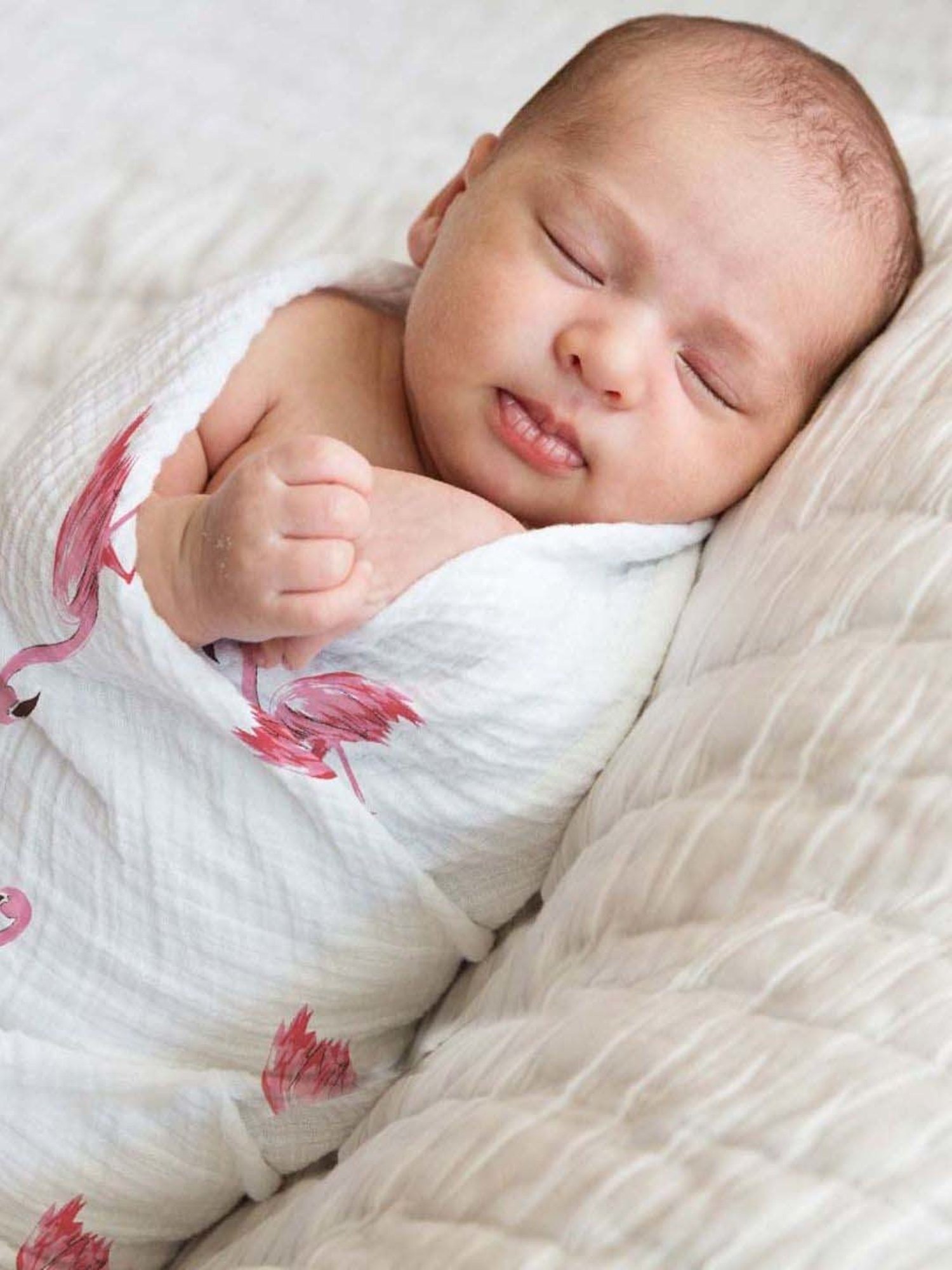 Haus & Kinder Kids White & Peach Cotton Printed Swaddle (Pack of 4)