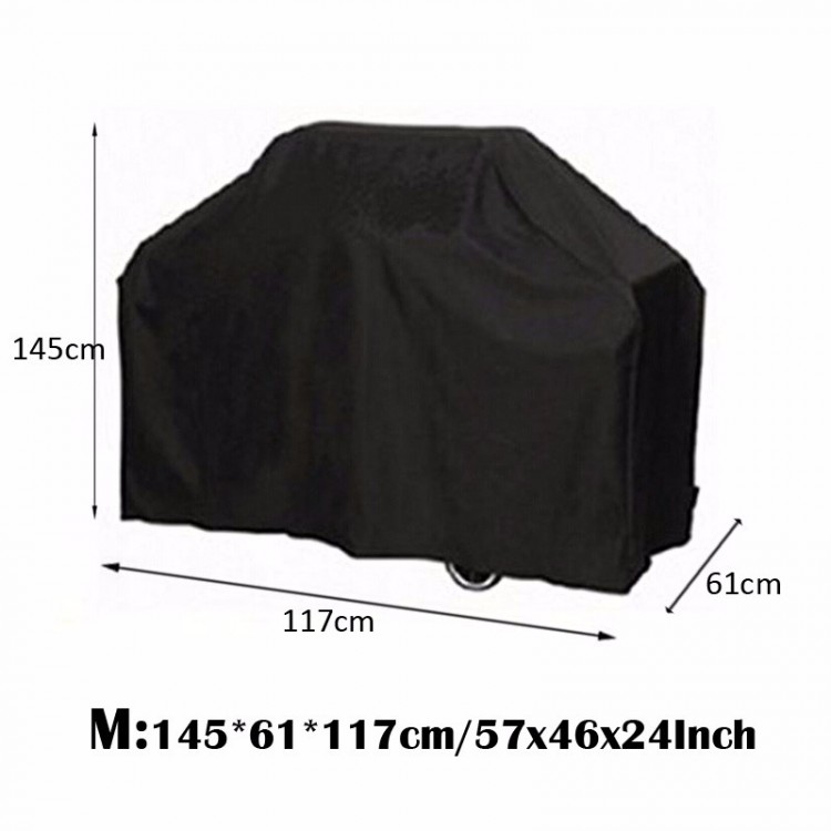 Black Waterproof Bbq Cover Outdoor Rain Barbecue Grill Protector For Gas Charcoal Electric Barbeque Grill[Size: M]