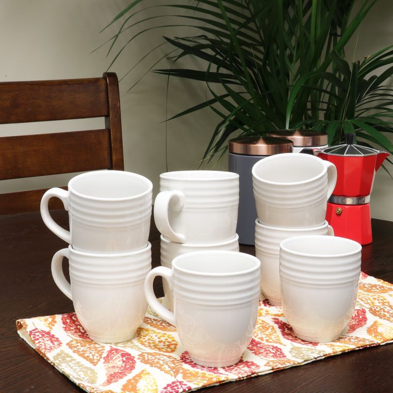 Gibson Plaza Cafe 15oz 8 Piece Mug Set in White