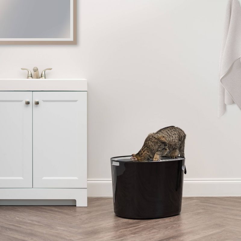 IRIS Top Entry Cat Litter Box with Cat Litter Scoop - Black & Gray