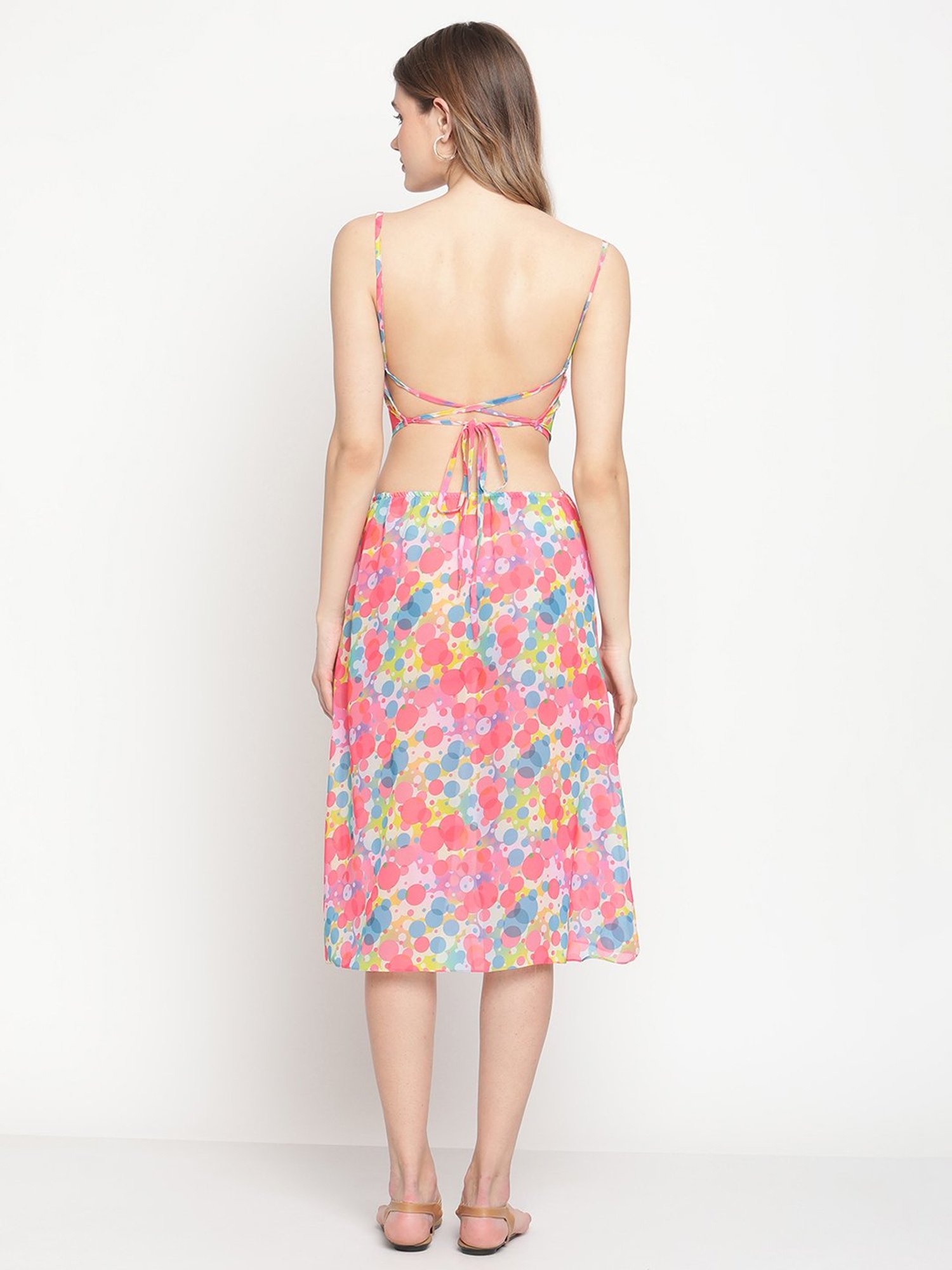 Erotissch Pink Printed Beachwear Dress
