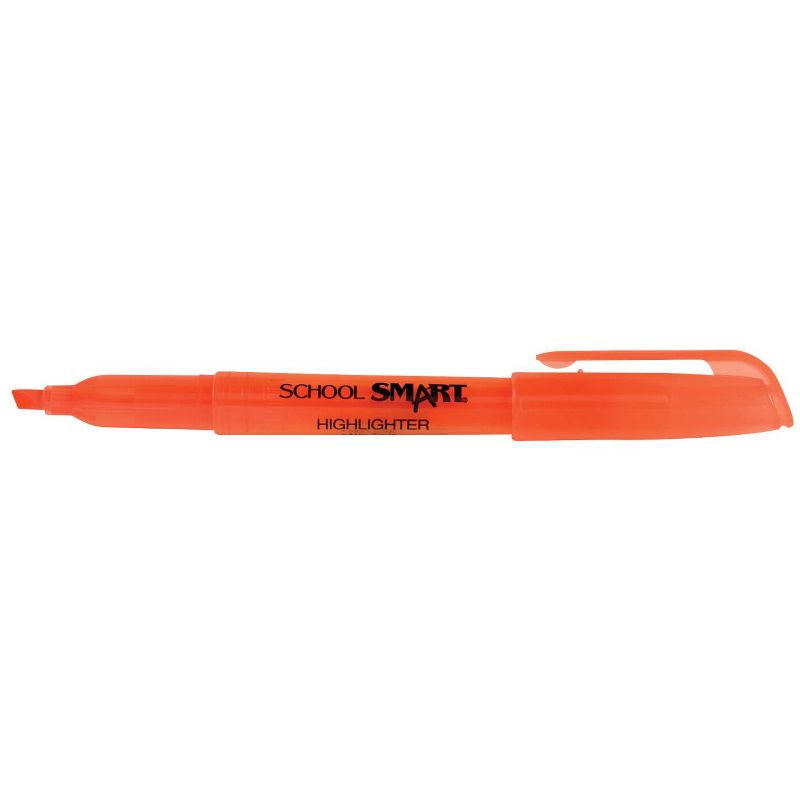 School Smart Non-Toxic Pen Style Highlighter, Chisel Tip, Orange, pk of 12